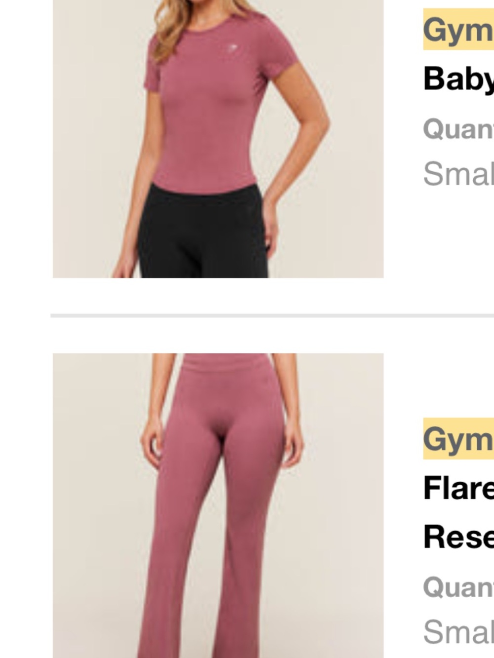 Gymshark Athletic Ser Baby Tee and Flare Pants - Reset Pink